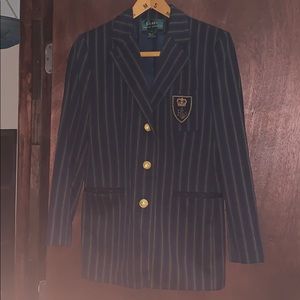 Ralph Lauren Women's Blazer 3-D Crest Striped